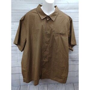 Scandia Woods Brown White Polkodot Short Sleeve Button Up Mens Shirt 3XL
